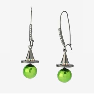 🖤 🔹️Betsey Johnson 🔹️ Disco Witch Hat Green Drop Earring